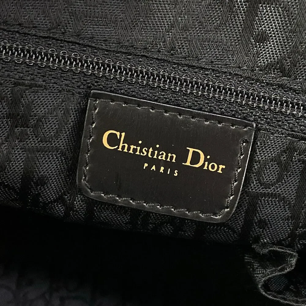 Christian Dior Gambler Handbag Beige Bordeaux Black Unborn Calf Velour Patent